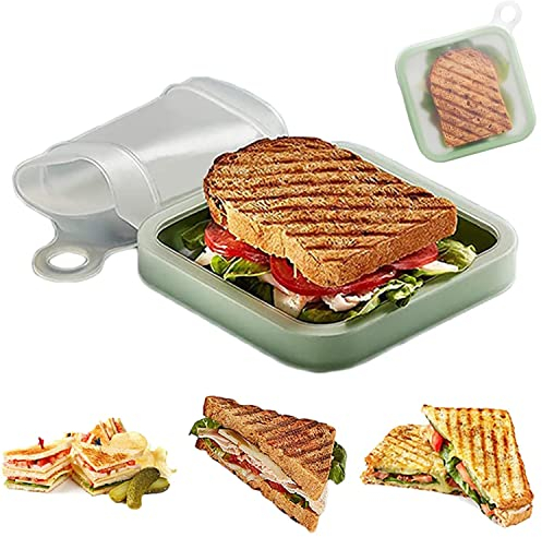 mciskin Conteneur pour toast,Le cas du sandwich,Boîte à lunch en silicone,Boîte à lunch à pain souple scellée,boîte à Bento facile pour pique-nique,école,Bureau