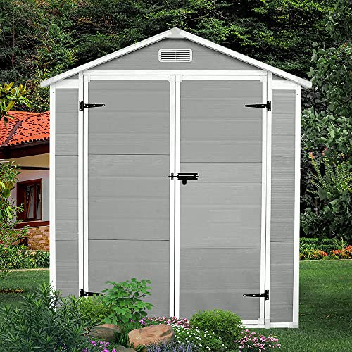 Panana Outdoor Storage Sheds Includes Plastic Floor,Plastic House Tool Shed Box,4ft,5ft,6ft (6 x 4 f)