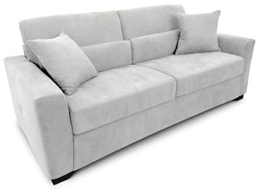 fornera f60-soffa med sovfunktion – 3-sitsig bäddsoffa och hopfällbar soffa med högkvalitativ kallskummadrass & CATAS-sängram – bäddsoffa med sängfunktion, ljusgrå (chalk Grey)