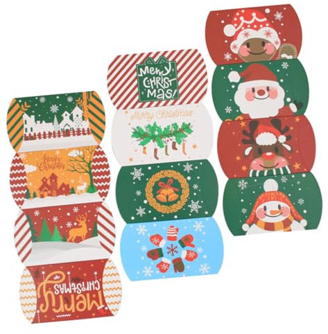 Amosfun 12stücke Weihnachtskissen Verpackungsboxen Für Süßigkeiten Festliche Geschenkboxen Mit Bunten Mustern Für Weihnachten Geburtstage Und Feiern