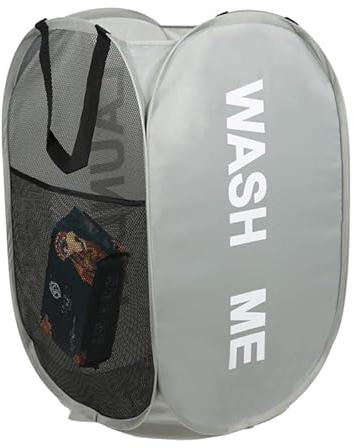 KIAYOO Panier à Linge Pliable, Corbeilles à Linge Pop Up Laundry Baskets Sac à Linge,Paniere a linge sale avec Manipuler pour Salle de bain Chambre à coucher Buanderie Chambre d'enfant Voyage, Gris