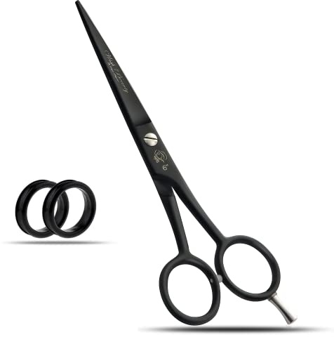 Wishbeauty frisörsax för professionella frisörer, frisörer, rostfritt stål, män, kvinnor, barn och vuxna (svart, 15 cm)