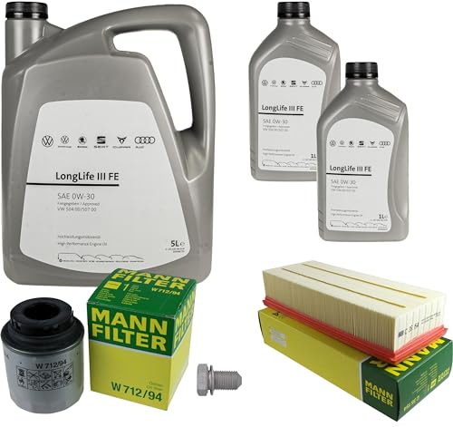 Inspektionspaket Wartungspaket Filterset mit 7 L 0W-30 Motoröl LongLife 3 FE, Ölfilter Luftfilter Ölablassschraube