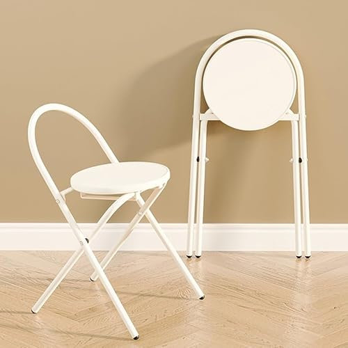 CMYCYDDPLY Sedie Pieghevoli da Interno, Sgabello da Bar Pieghevole 2 Pezzi, Sedia Pieghevole Bianca, Sedia Pieghevole in Metallo, Adatta for Uffici, Ristoranti, Camere da Letto, ECC.