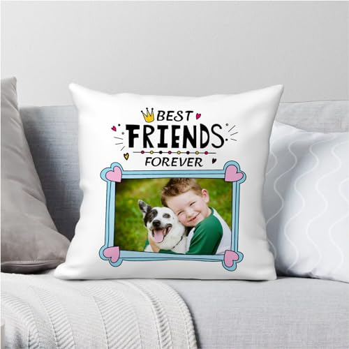 SHROUDEX Foto Kissenbezug Selbst gestalten, Personalisiertes Kissenbezug mit Foto, Persönliches Geschenk für Beste Freunde Frundinnen-ohne Kissenfüllung (80x80cm)