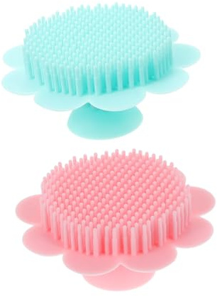 Silikon Haarwaschbürste für Babys, Sanft zur Kopfhaut, 2 Stück-pack | Leicht, zum Reinigen von Haar und Kopfhaut, Grün und Rosa, für Bad und Dusche, Weiche Bürste