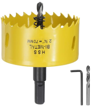 sourcing map Bi-Metal Hole Saw Kit 70mm / 2-3/4 Dia M42 High-Speed Steel Hole Saw Drill Bit Cutter with 3/8 Hex Shank Arbor Center Drill Wrench for Wood Plastic Drywall Plywood