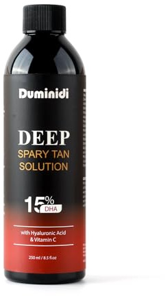 Duminidi Spray Tan Solution | Dark Sunless Tanning Solution for a Hydrating, Rich Bronze, Long Lasting Tan, Salon Professional Formula for Spray Tanning Machine - Airbrush, Vegan, 8 Fl Oz