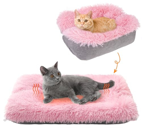 SCENEREAL Selbstwärmendes Katzenbett, Rosa, Größe L