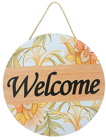 MUSISALY Holzschild Willkommensschild Haustürschild Bauernhaus-türschild Zum Aufhängen Wandkunst Wohnaccessoires Veranda Zimmerdeko Hängetafel Wohnschmuck Dekoration