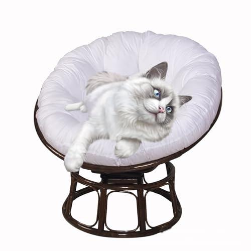 Ergonomischer Papasansessel aus Weidengeflecht mit weichem, maschinenwaschbarem Kissen, rundes Eierstuhl-Kissen für Wohnzimmer, Schlafzimmer, Lesezimmer, Outdoor, Sofa, Garten