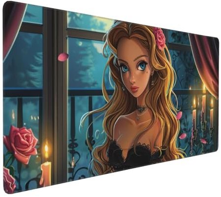 Gaming Mauspad XXL Karikatur Mousepad 1000x500x4mm Frau Verlängertes Mauspad Schreibtischauflage,Genähte Kanten Mauspad,Verbessert Präzision Geschwindigkeit Wasserdicht Geeignet für Büro und Spiele