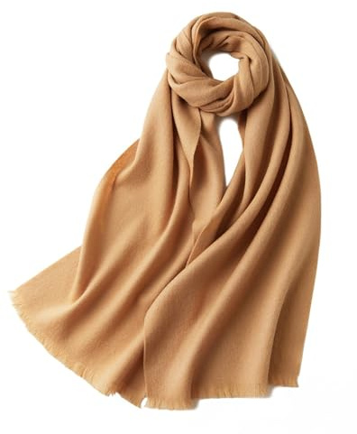Jonesangle Kaschmirschal in reiner Farbe, Unisex-Schal, passender Schal, kurzer Wollschal mit Quasten, geeignet for Männer, Frauen, Paare(Camel)