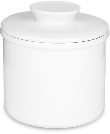 XTDMJ Mantequera francesa, mantequera de cerámica, refrigerada por agua, campana de cerámica para frescura y untable (blanco)