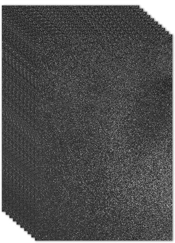 PATIKIL 2 mm (1/10 tum) tjockt självhäftande glitterskumark 40 x 60 cm (16 x 24 tum) svart, EVA blank skumskiva för hantverk, 6 st