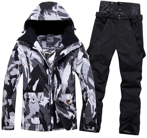 Sunnyuk Tuta Sci Uomo Salopette Taglie Forti Elegante Completo da Snowboard Impermeabili Tuta da Sci Curvy da Neve Intera Montagna Termico