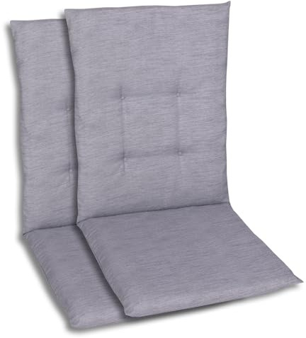 GO-DE Textil Bequeme und attraktive Polsterauflagen für Mittellehner-Gartenstühle (2er-Set, Uni grau, Mittellehner)