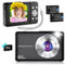 Digital Camera Compact Digital Camera 44MP 1080P HD Video, 32GB TF Card, 2.4 IPS Screen, Dual Batteries, 20 Filters, Anti-Shake & Smile Detection for Kids, Teens, Beginners Black