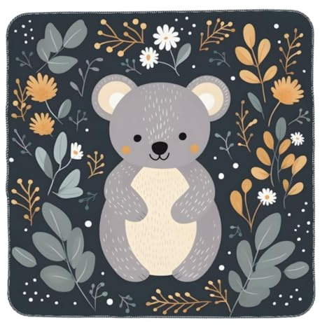 Mexpekil Manta de bebé para recién nacido, cobija suave con diseño de koala con hojas de árbol, 90 x 90 cm