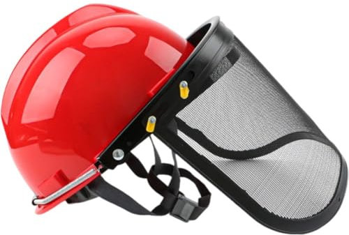 Lpitoy Casque De Sécurité pour Tronçonneuse avec Visière en Maille pour Manger des Mauvaises Herbes, Travail dans Cour, Casque De Protection pour Tronçonneuse, Casque De Sécurité