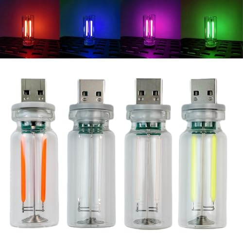 poteital 4PCS Dimmable USB Touch Control Led Night Lights, Glass Plug in USB Light Bulbs, Cute Interior Car Lights, Retro Led Ambient Lighting, Small Mood Lamp for Bedroom, Hallway, Nursery, Camping