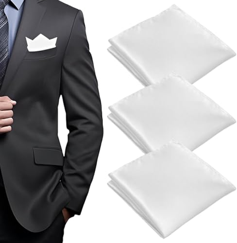 WUSJCOF 3 pcs Herren Einstecktuch halter vorgefaltet, stofftaschentücher Pochette Stecktuch (22 x 22 cm)