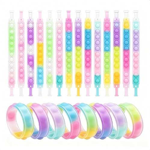 JYNVO 20 st Barnarmband, Push Pop Bubble Fidget Leksak för Barn/Vuxna, Julklapp-Gåvor Födelsedagsprylar