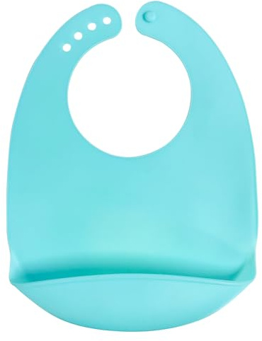 Gelishan Soft Adjustable Bib Catcher Save Space Baby Weaning Bib Deep Pocket Food Catcher Pocket for Wide Food Crumb(Blue)