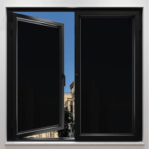 Pellicola Adesiva per Vetri Finestre Privacy 50 x 800 cm con Protezione Solare – Blocca 95% Dei Raggi UV Pellicola per Finestre per Casa, Ufficio, Negozi, nero opaco