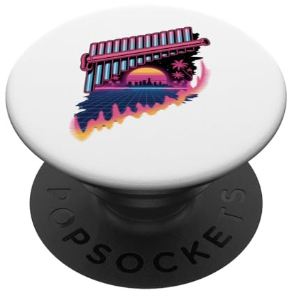 Retrò Synthwave Flauto Di Pan Flautista PopSockets PopGrip Adesivo