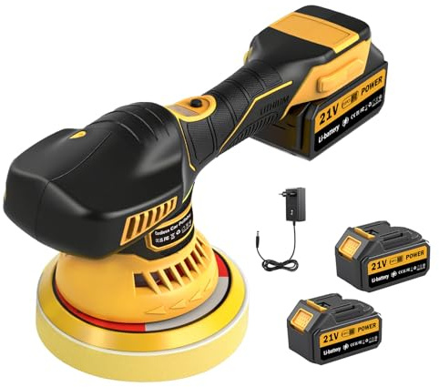 Worshow Lucidatrice Auto con 2 x 3000mAh Batterie, Lucidatrice Orbitale da 21V con 14 Accessori, Kit di Lucidatura per Auto con 6 Velocità Variabili (1000-6000 RPM) per Auto/Pelle/Legno/Vetro