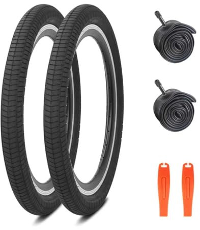 ZUKKA 2-pack vikbara BMX-cykeldäck 24 x 2,4 tums däck cykelrock 60–507 och 2-pack 24 x 2,4 tums slang AV35 mm ventil för stad/väg/mountainbike däck