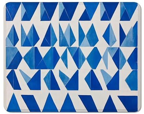 Alfombrilla Ratón con Bordes Cosidos, Mouse Pad con Motivos 15 x 20 cm, Base Antideslizante y Superficie Impermeable, Seguimiento Preciso para Ratón Óptico, Láser y Gaming - Azul & Geometría XS#380