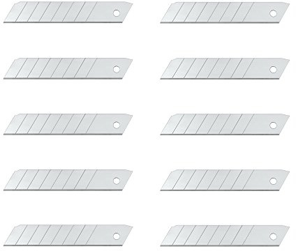 Wedo 7818 Ersatzklingen Abbrechklingen (für handelsübliche Cutter, Carbonstahl, 18 mm, 10 Stück, Etui) silber