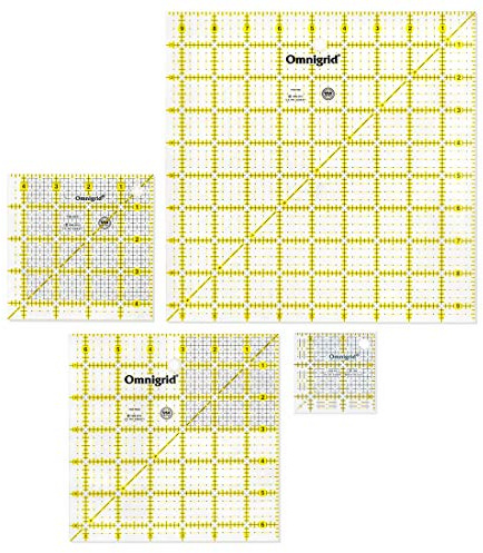Omnigrid Square Quilting Ruler Value Pack (2-1/2, 4-1/2, 6-1/2, 9-1/2)