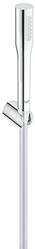GROHE Vitalio Get, Duschkopf mit Schlauch, wassersparend, 8l pro Min (Handbrause 1 Strahlart, Universalanschluss, Duschbrause mit Duschschlauch 1,5m und Wandhalter klebbar), rund, chrom, 27459000