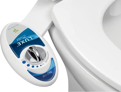 Luxe Bidet Neo 110 – Frische, Wasser ohne Elektrik Mechanische Bidet WC-Sitz Befestigung (blau und weiß)