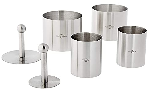 Küchenprofi Dessert- und Speisenringe 6-teilig , Ø 7,5 cm, Ø 5 cm , Anrichteringe , Speiseringe Set , Anrichten von Speisen , Dessert Ringe , Törtchen Formen , Dessert Formen