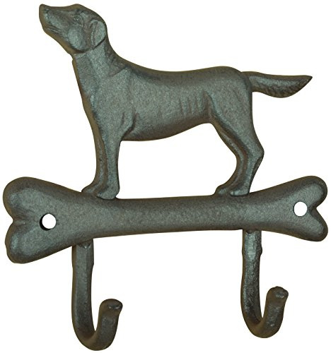 Esschert Design LH231 Serie Hund auf Knochen Doppelhaken, Antikbraun