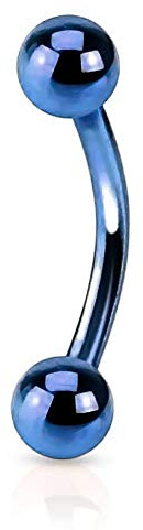 viva-adorno Piercing Banane Augenbrauenpiercing mit Kugeln Edelstahl Größen Z419_ban