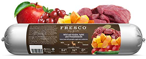 Fresco Dog Barf-Wurst Wild mit Kürbis, Apfel & Preiselbeeren | schonend dampfgegart | gesund und natürlich | ohne künstlichen Zusätze