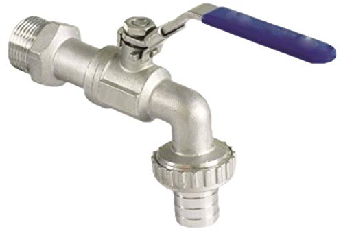 Kugelhahn Auslauf Ventil aus Edelstahl V4A VA rostfrei Wandanschluss 1/2 Rohr Zoll Außengewinde AG Schlauchtülle Außendurchmesser 13mm für 1/2 Schlauch Trinkwasser geeignet PN16 Bar