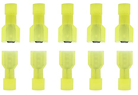 Ruidee 100 Pezzi Connettori Maschio Femmina Isolati Connettori per Cavi Connettori Elettrici Rapidi Terminali a Crimpare Nylon Faston Elettrici Vanga per Cavi (NLGM/Yellow)