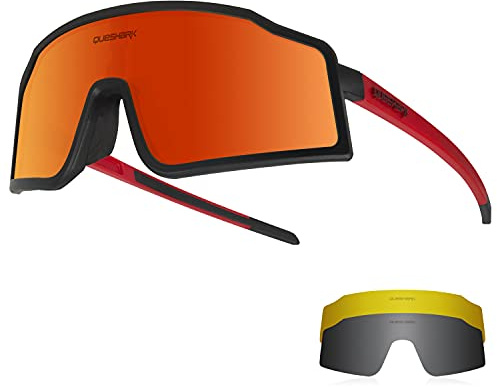 Queshark Radfahren Sonnenbrillen Fahrradbrillen Für Männer Frauen 1 Polarisierte 2 HD Linse Anti UVA UVB Für MTB Rennrad Laufen Angeln Wandern