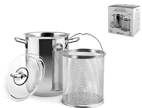 Inoxpran Pentola per Asparagi Dotata di Cestello, Ideale per la Cottura di Verdure, Pasta Perfetta per Tutti i Piani, Resistnte e Versatile, Acciaio Inossidabile, 16 cm