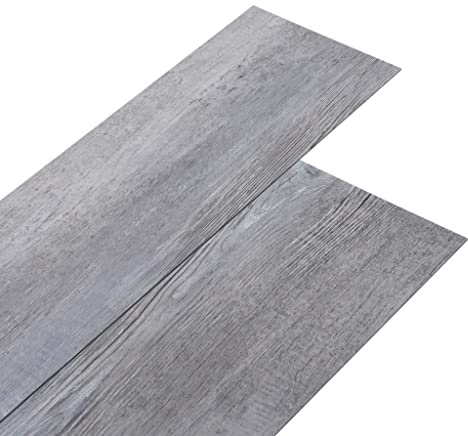 vidaXL PVC Laminat Dielen Selbstklebend Vinyl Boden Bodenbelag Fußboden Planke Vinylboden Designboden Dielenboden 2,51m² 2mm Mattgrau Holz