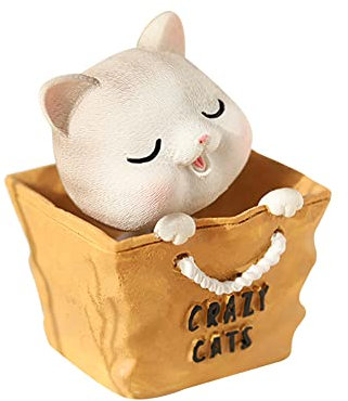 BYNYXI Katzen Wackelfigur, Auto Armaturenbrett Dekoration Harz Schütteln Kopf Katze Puppe Wackelkopf Schaukelspielzeug Tischdeko für Fensterbank Auto Büro Schreibtisch Ornamente-5cmx6cmx4.5cm
