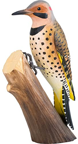 WILDLIFEGARDEN WG4677 DecoBird Goldspecht - Handgeschnitzter Dekorative Vogel aus Holz - Nordamerikanische Vögel