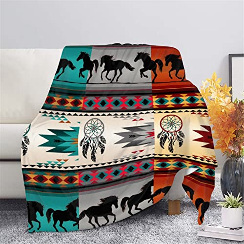 IUBBKI Tribal Decke Neuheit Design drei Farben Spleißen ethnische Streifen Shaggy Plüsch Fleece Decken Südwesten Pferd Afrika Navajo Azteken Winter Sofa Überwürfe - XL