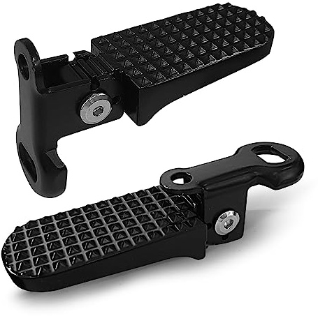 RainFlowwer 1 Pair Foot Pegs, 11x4cm Aluminium Alloy Anti-Skid Folding Foot Rest Stunt Pegs Rear Feet Pedals for Mountain Bike E-Bike Motorcycle, Black